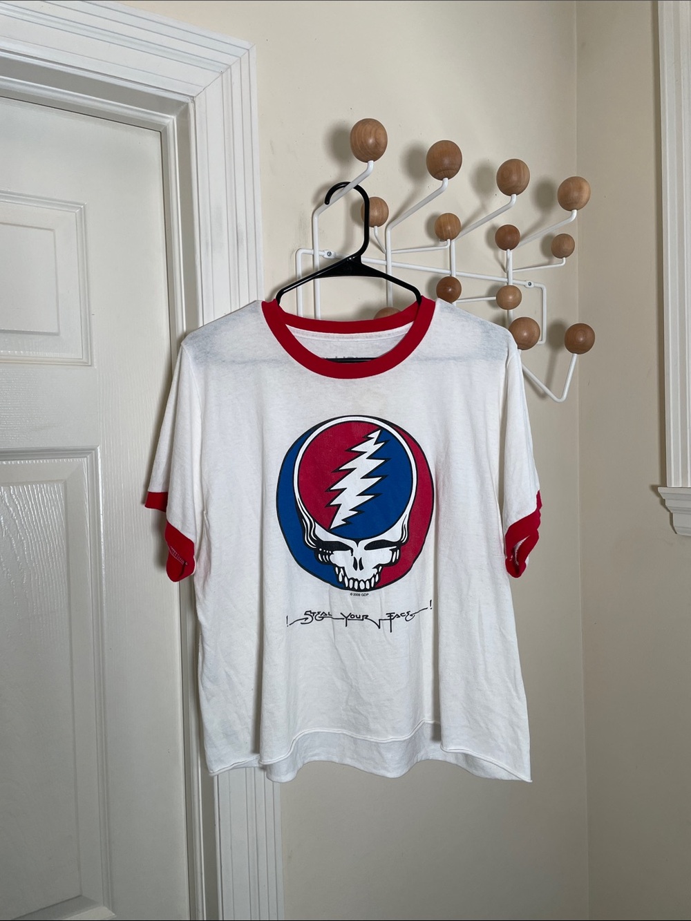 Liquid Blue Vintage Grateful Dead Cropped T-Shirt - White Red - L